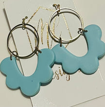 Scalloped clay dangle earrings