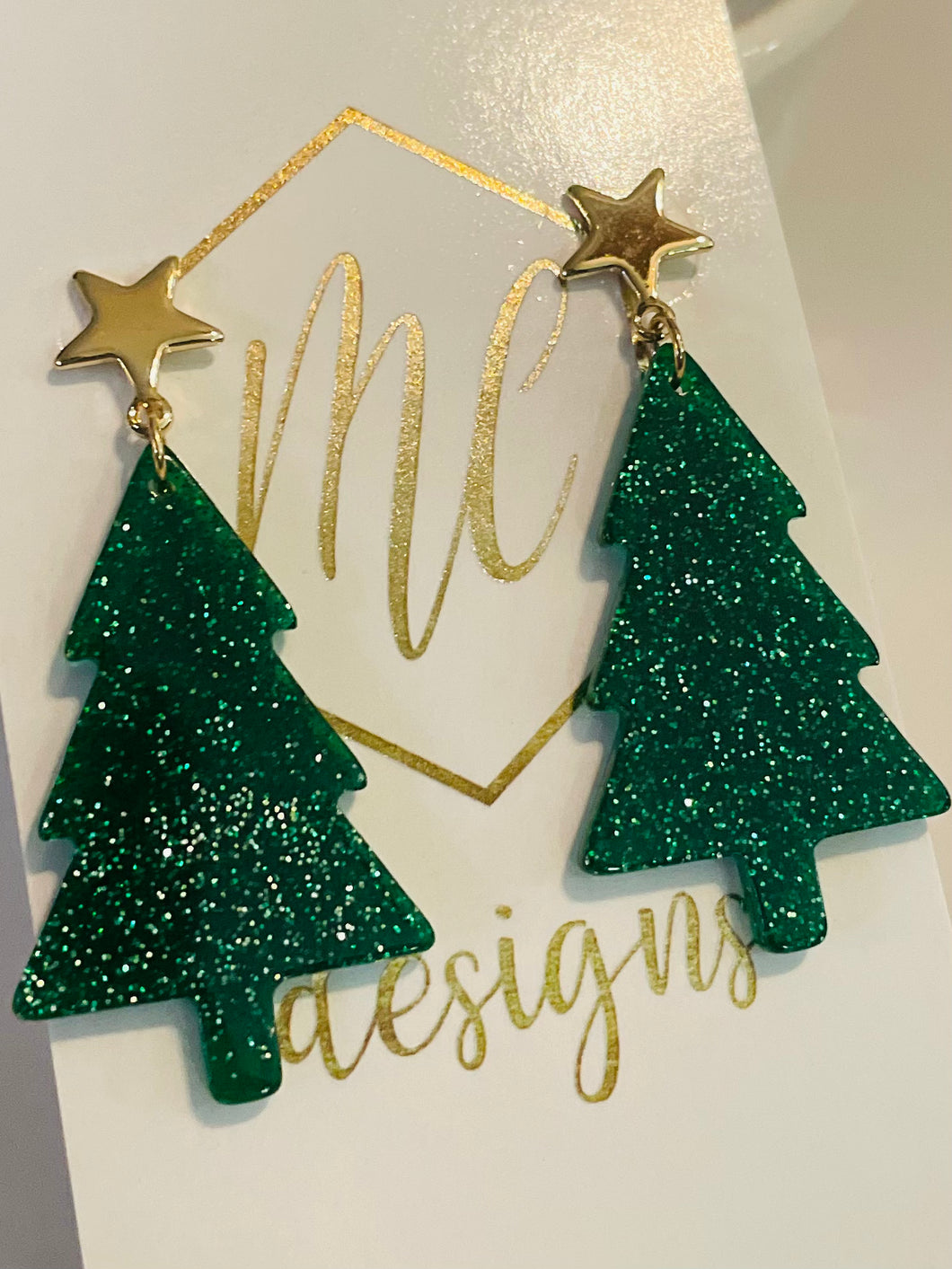 Christmas Tree Earrings with Star Top Post