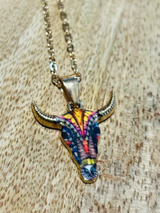 Gold Colorful Bull Necklace