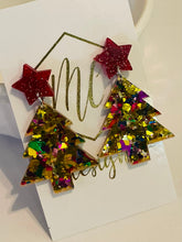 Colorful Christmas Tree Star Confetti Acrylic Earrings