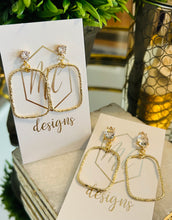 Gold Rectangular Oval Earrings