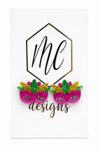 Mardi Gras Acrylic Glitter Stud Earrings