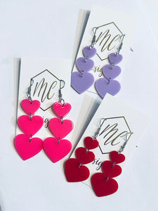 New Acrylic Heart Valentine Ascending Earrings