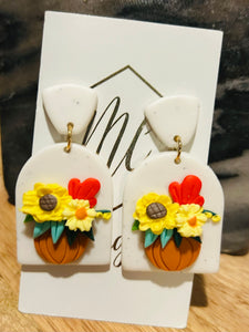 Fall Clay Earrings with Pumpkins