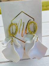 Small Matte Petal Earrings with Open Gold Circle Post