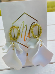 Small Matte Petal Earrings with Open Gold Circle Post