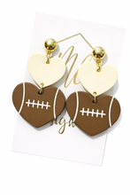 Acrylic Baseball & Football Heart Earrings