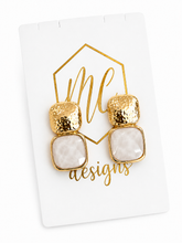 Hammered Square Stone Studs