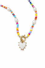 Heart Pearl Chunky Charm Chain Necklace