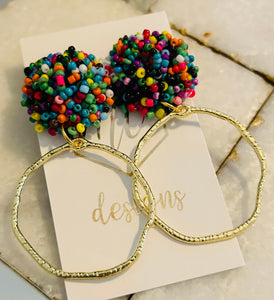 Irregular Gold Circle with Beaded Tops