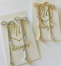 Thin Rhinestone Bow Earrings