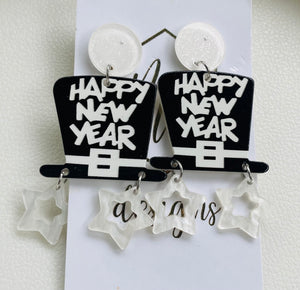 Happy New Year Hat Earrings