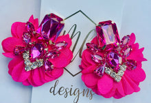 Statement Fabric and Rhinestone Earrings