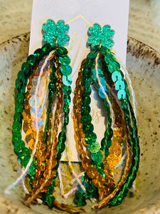 Green Sequin Earrings St Paddy’s Day