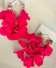 Hot Pink Reverse Petal Earrings with Tops
