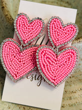 Double Heart Seed Bead Earrings