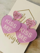 Acrylic Heart Earrings Be Mine Hug Me