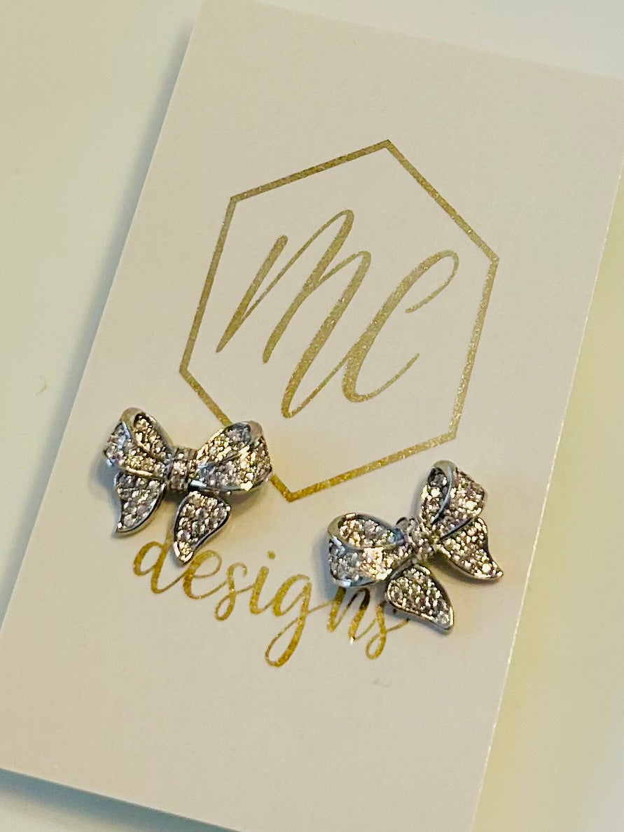 Rhinestone Bow Studs