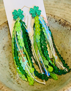 Green Sequin Earrings St Paddy’s Day