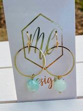 Round Gold Circle with Small Dropped Faceted Bead Earrings