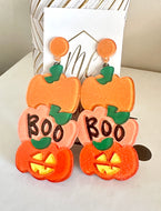 Pumpkin Boo Halloween Earrings
