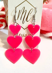 New Acrylic Heart Valentine Ascending Earrings