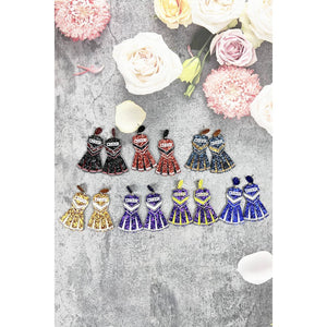 GLITTER CHEERLEADER UNIFORM DROP POST EARRING