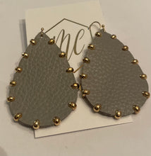 Leather and Gold Teardrop Earrings