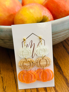 Triple Ascending Pumpkin Earrings