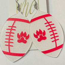 White Glitter and Orange Football Earrings