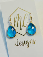 Clear Blue Dangle Earrings