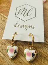 Ceramic Glass Painted Heart Huggies