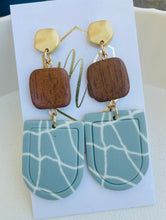 Gold Brown and Blue Earrings