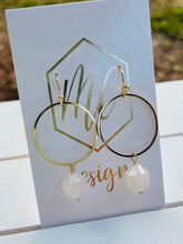 Round Gold Circle with Small Dropped Faceted Bead Earrings