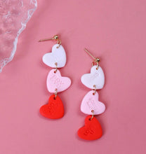 Triple Clay Heart Earrings Valentine