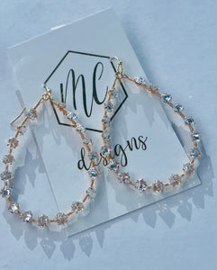 Clear Beaded Teardrop Earrings