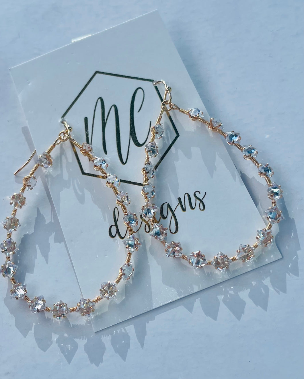 Clear Beaded Teardrop Earrings