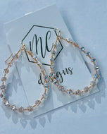 Clear Beaded Teardrop Earrings