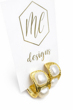 Gold Pearl Hoops