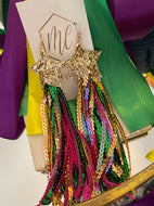 Glitter Star Mardi Gras Sequin Tassel Earrings