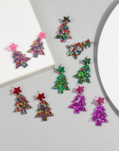 Colorful Christmas Tree Star Confetti Acrylic Earrings