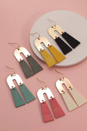 ARCH METAL & WOOD DROP EARRINGS