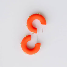 Small Solid Color Think Gold Accented Hoop Earrings
