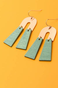 ARCH METAL & WOOD DROP EARRINGS