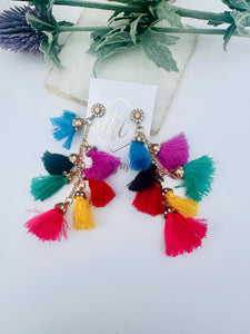 Colorful Statement Tassel Earrings