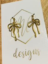 Small Gold Dangly Bow Earrings