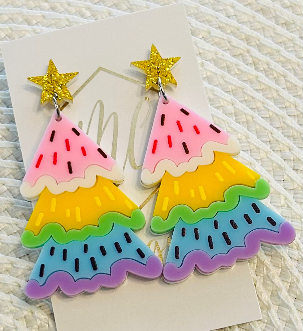 Colorful Christmas Tree Earrings