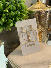 Gold Rectangular Oval Earrings