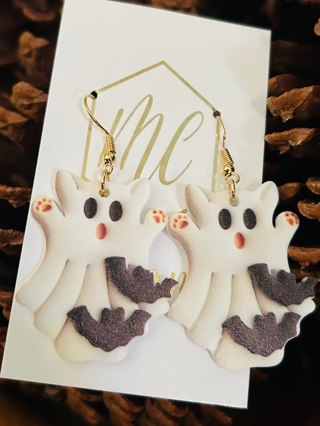 Cat Ghost Boo Earrings