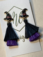 Fun Broom Witch Hat Halloween Earrings